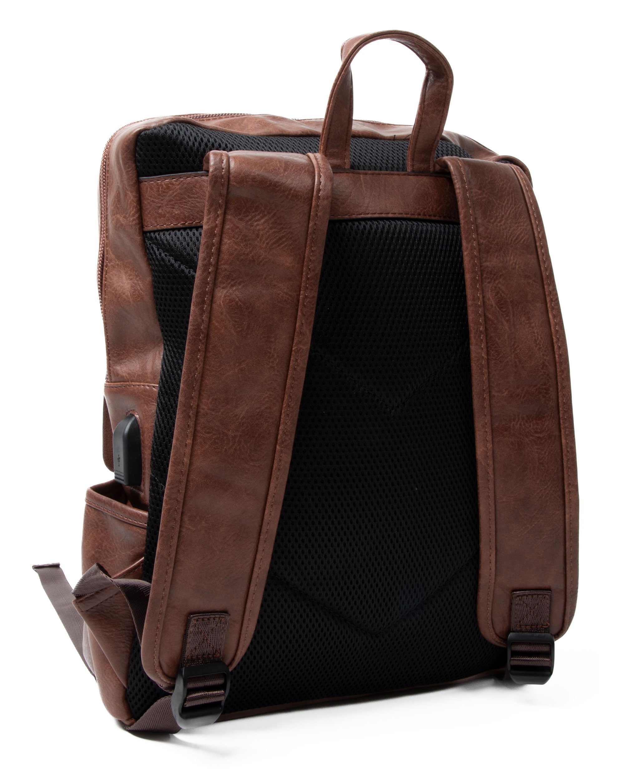 Zaino Elegante Moderno Unisex Multitasche Uomo Marrone Ovale Ecopelle Zip Da Spalla Tinta Unita GIOSAL-ZU1126A