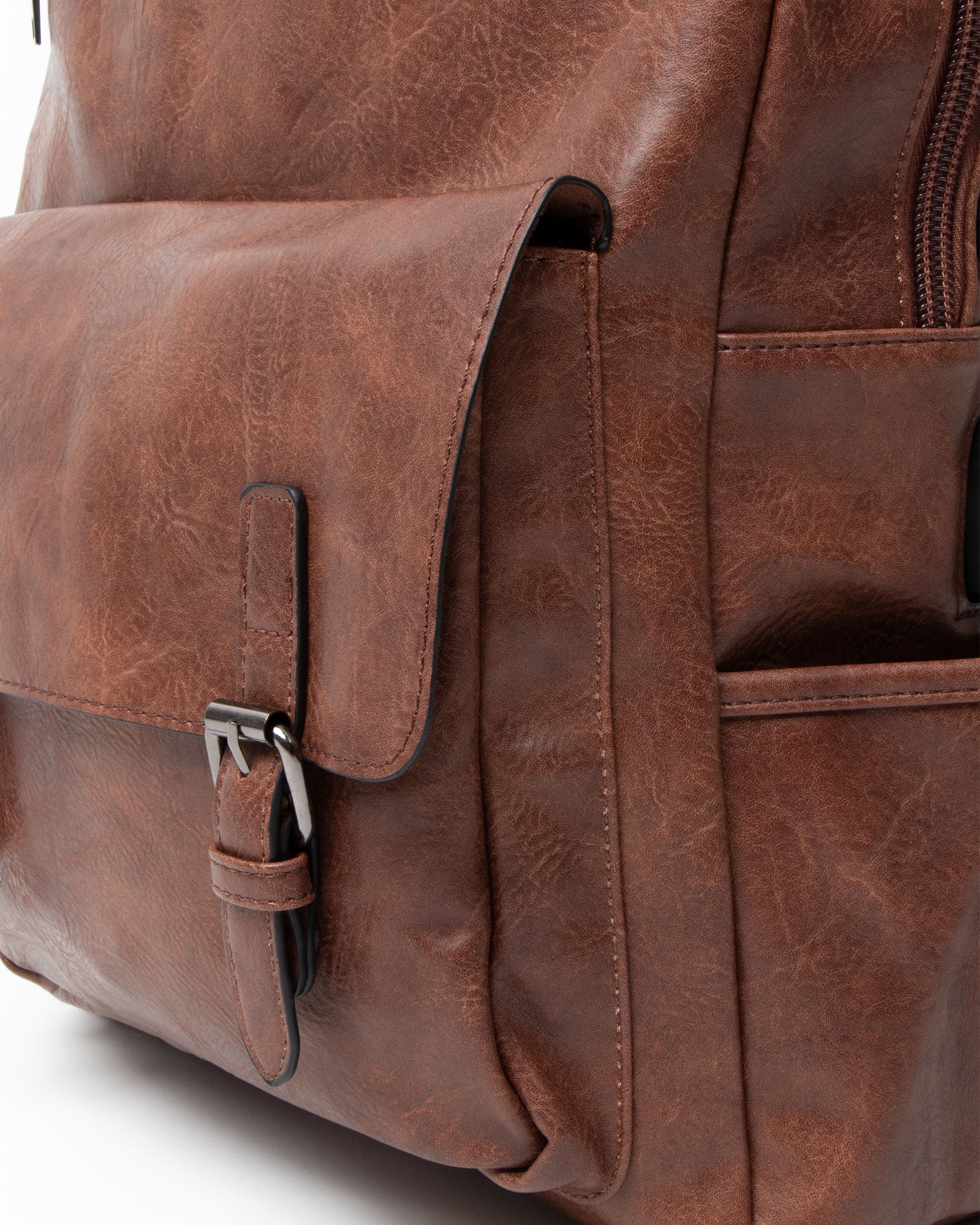 Zaino Elegante Moderno Unisex Multitasche Uomo Marrone Ovale Ecopelle Zip Da Spalla Tinta Unita GIOSAL-ZU1126A