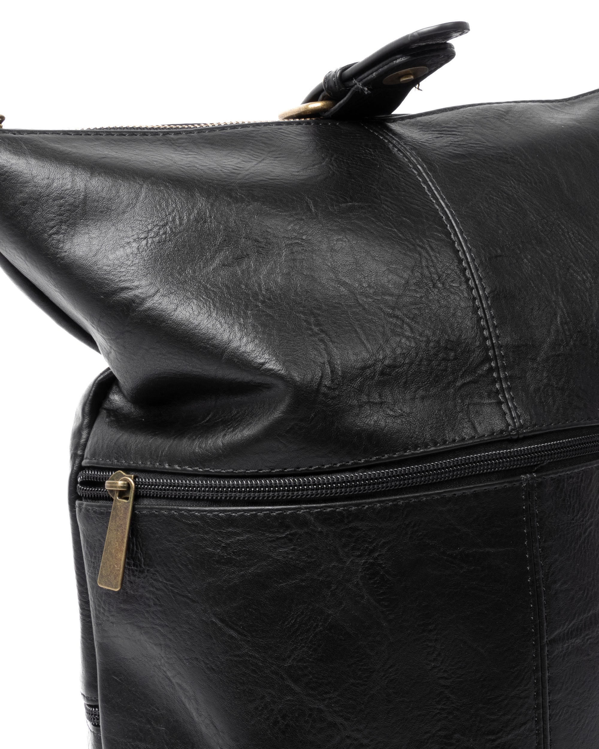 Zaino Elegante Moderno Unisex Multitasche Uomo Nero Ecopelle Zip Da Spalla Tinta Unita GIOSAL-ZU1128A