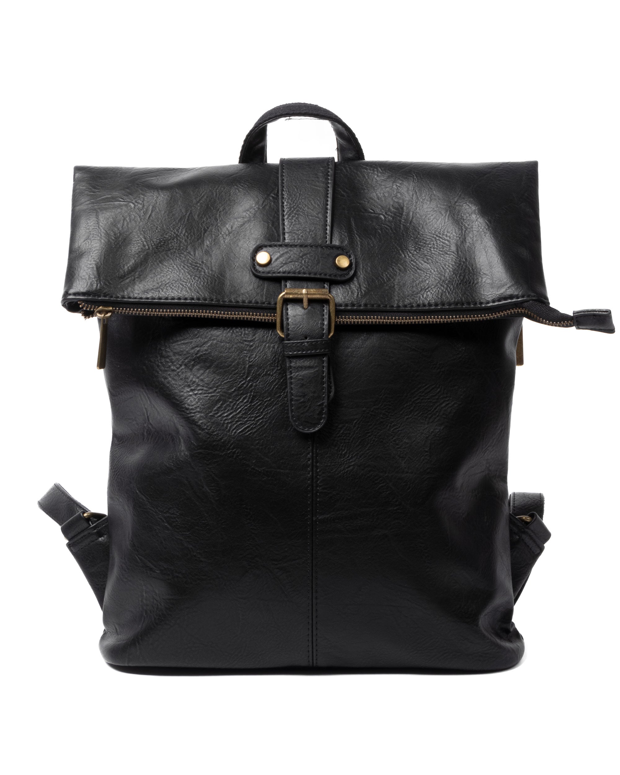 Zaino Elegante Moderno Unisex Multitasche Uomo Nero Ecopelle Zip Da Spalla Tinta Unita GIOSAL-ZU1128A