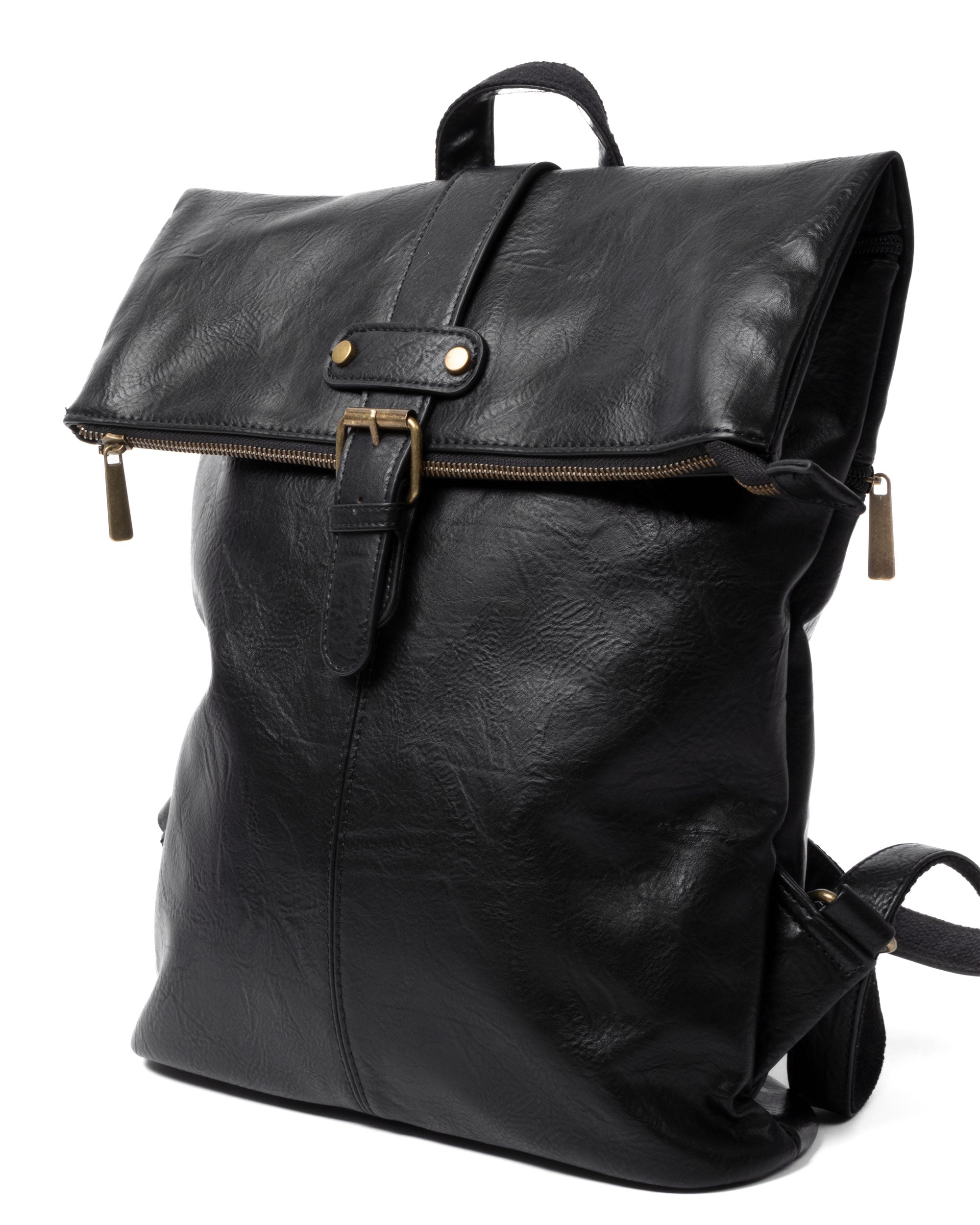 Zaino Elegante Moderno Unisex Multitasche Uomo Nero Ecopelle Zip Da Spalla Tinta Unita GIOSAL-ZU1128A