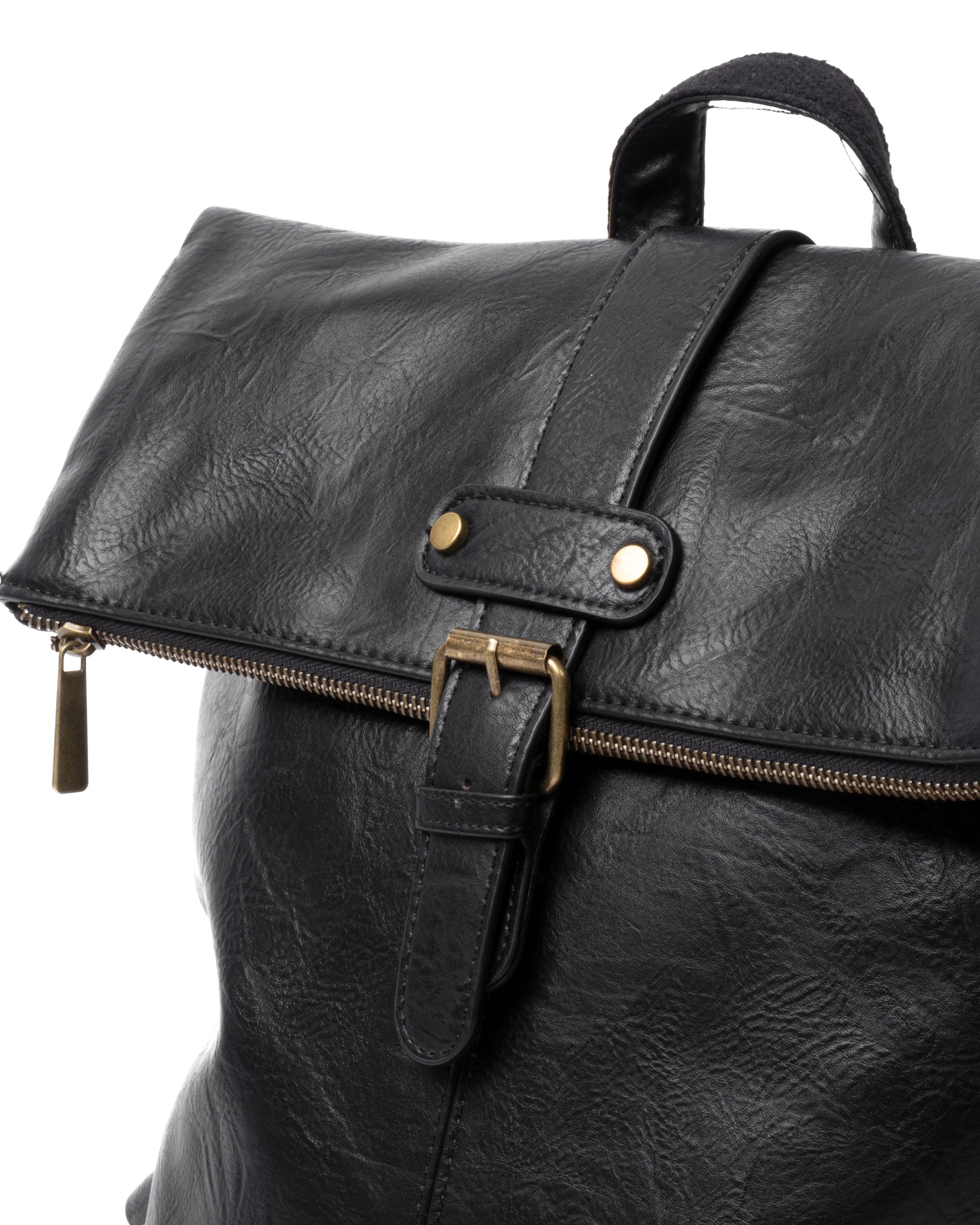 Zaino Elegante Moderno Unisex Multitasche Uomo Nero Ecopelle Zip Da Spalla Tinta Unita GIOSAL-ZU1128A