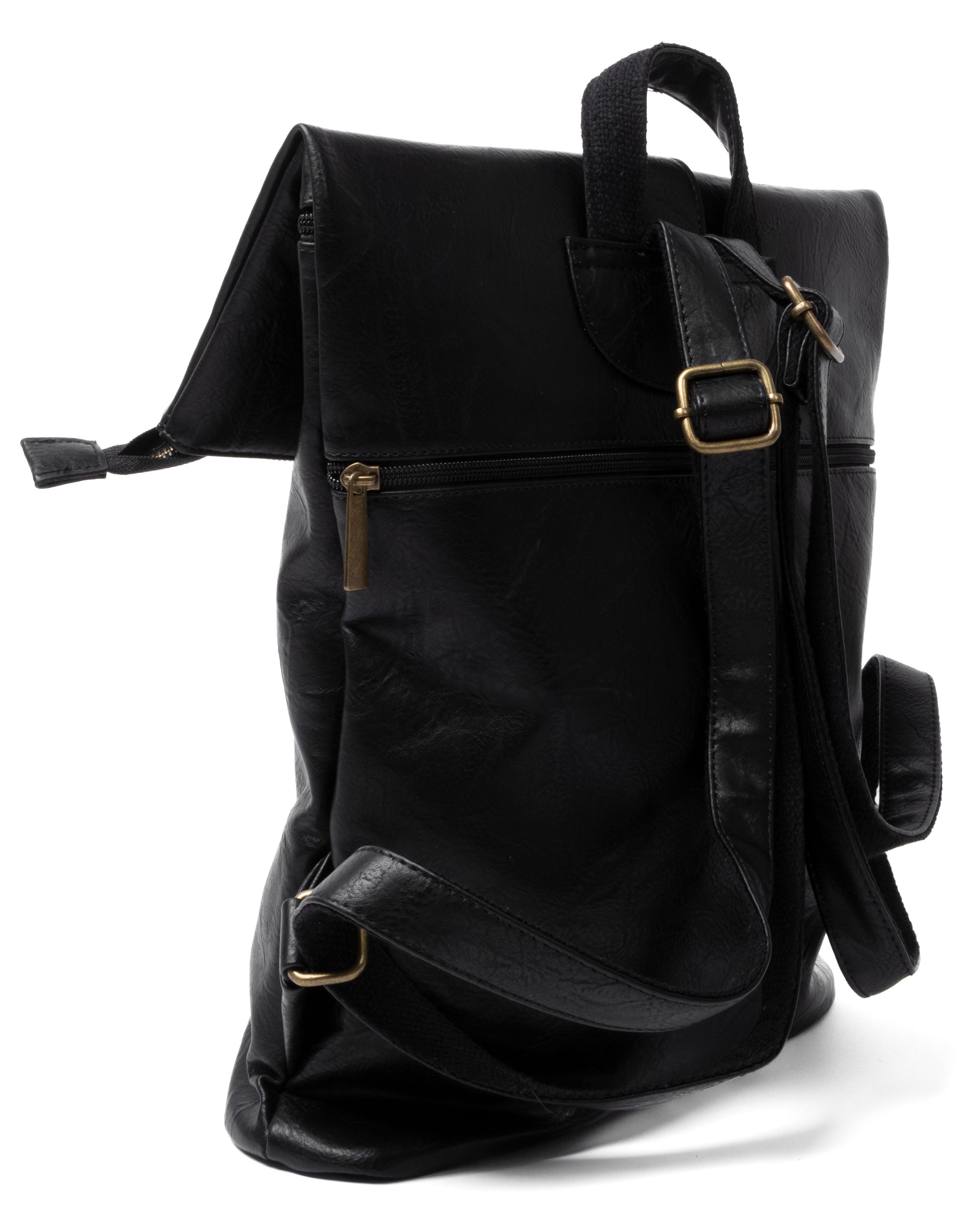 Zaino Elegante Moderno Unisex Multitasche Uomo Nero Ecopelle Zip Da Spalla Tinta Unita GIOSAL-ZU1128A