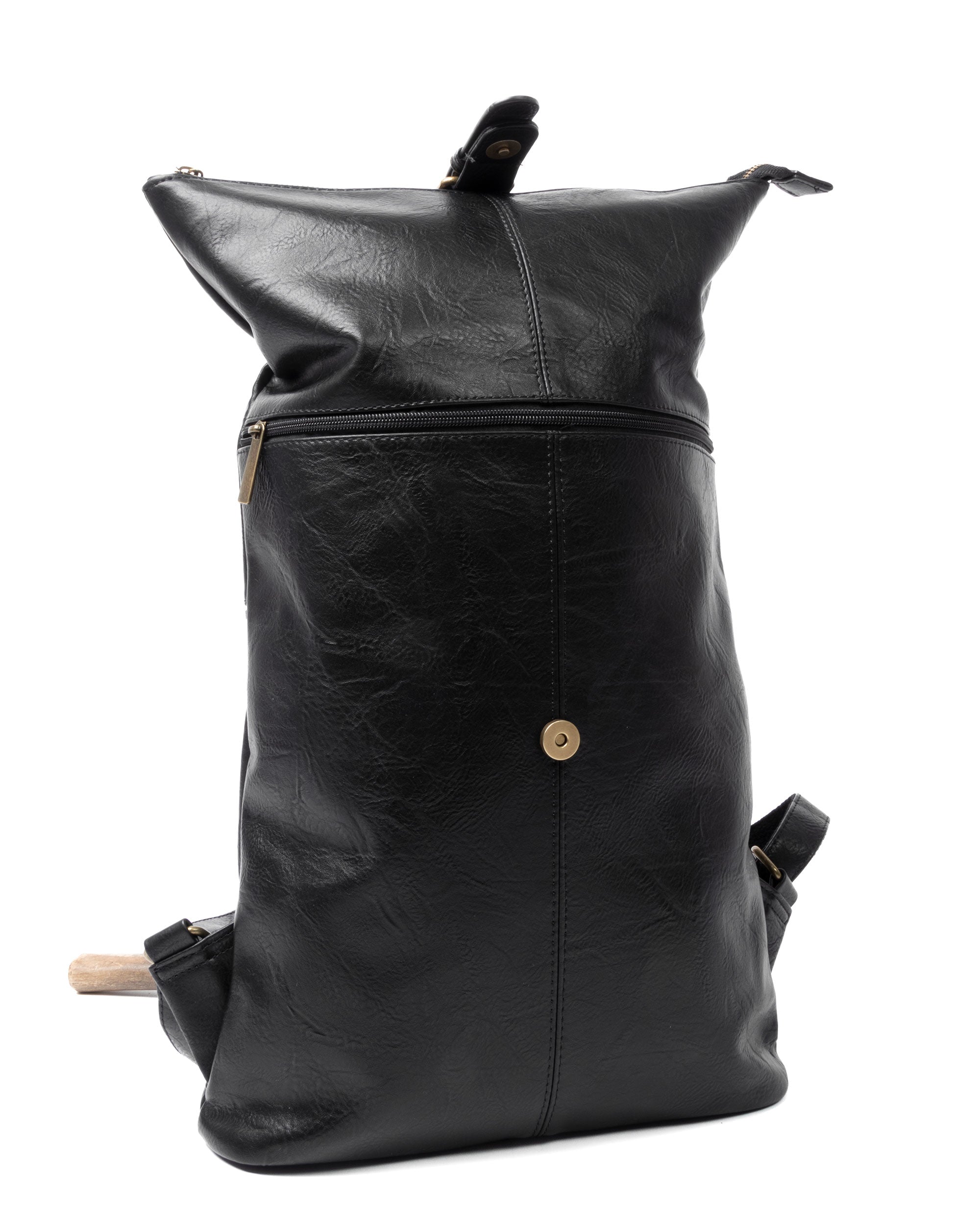 Zaino Elegante Moderno Unisex Multitasche Uomo Nero Ecopelle Zip Da Spalla Tinta Unita GIOSAL-ZU1128A