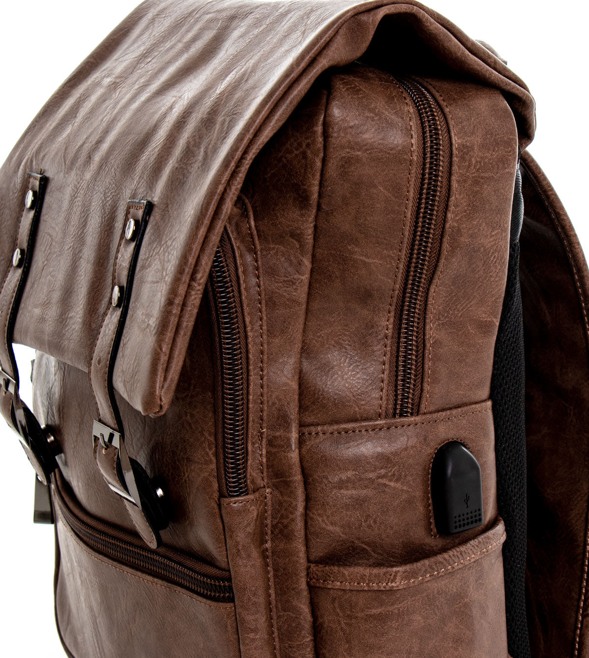 Zaino zainetto da spalla borsa uomo unisex ecopelle cuoio marrone GIOSAL-ZU1136A