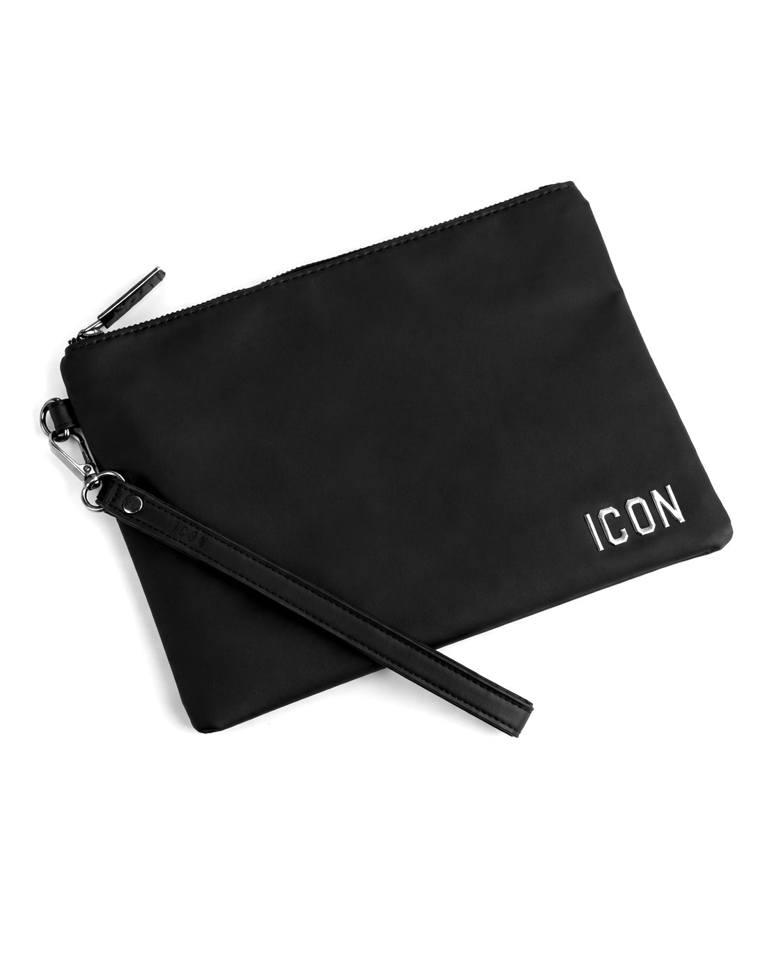 Borsa borsello borsetta pochette a mano placchetta unisex nero ICON INZ012