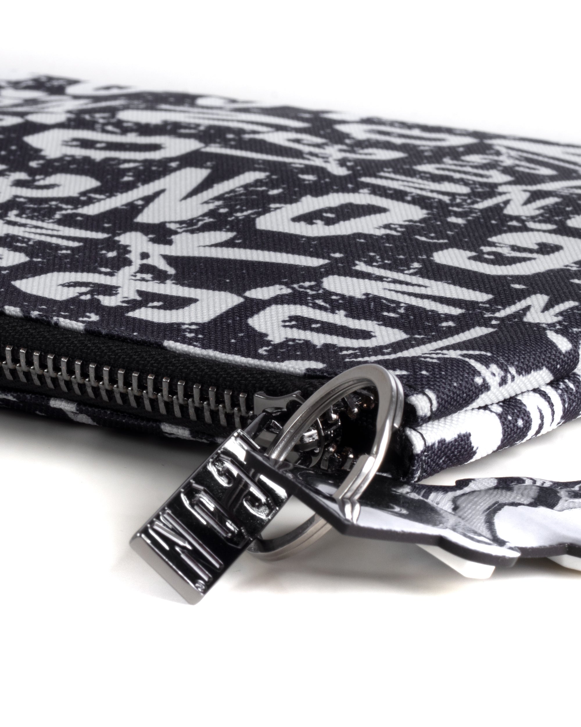 Borsa borsello borsetta pochette a mano piatta all over unisex bianco nero ICON INZ008