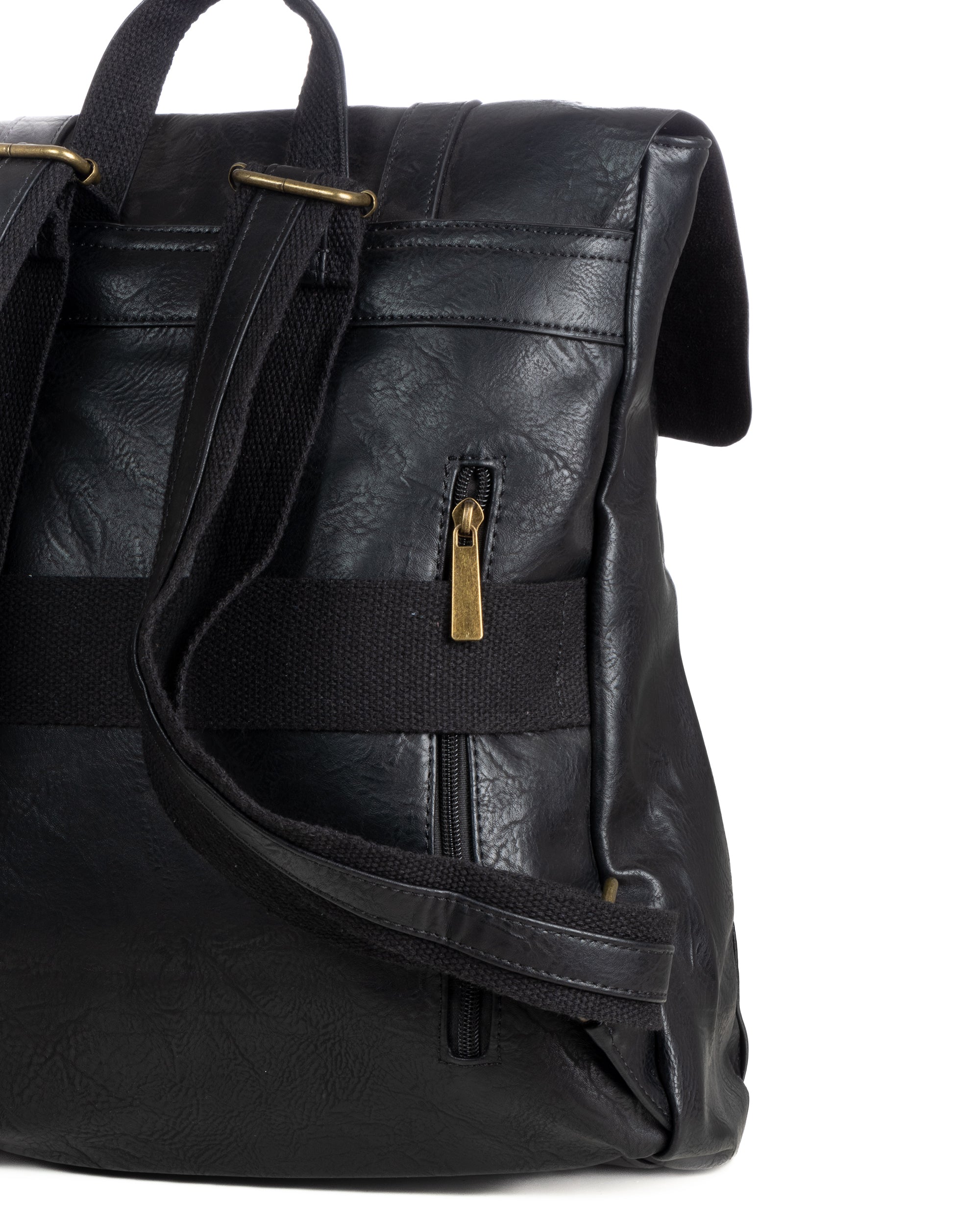 Zaino zainetto da spalla borsa uomo unisex ecopelle patta doppia vintage nero GIOSAL-ZU1140A