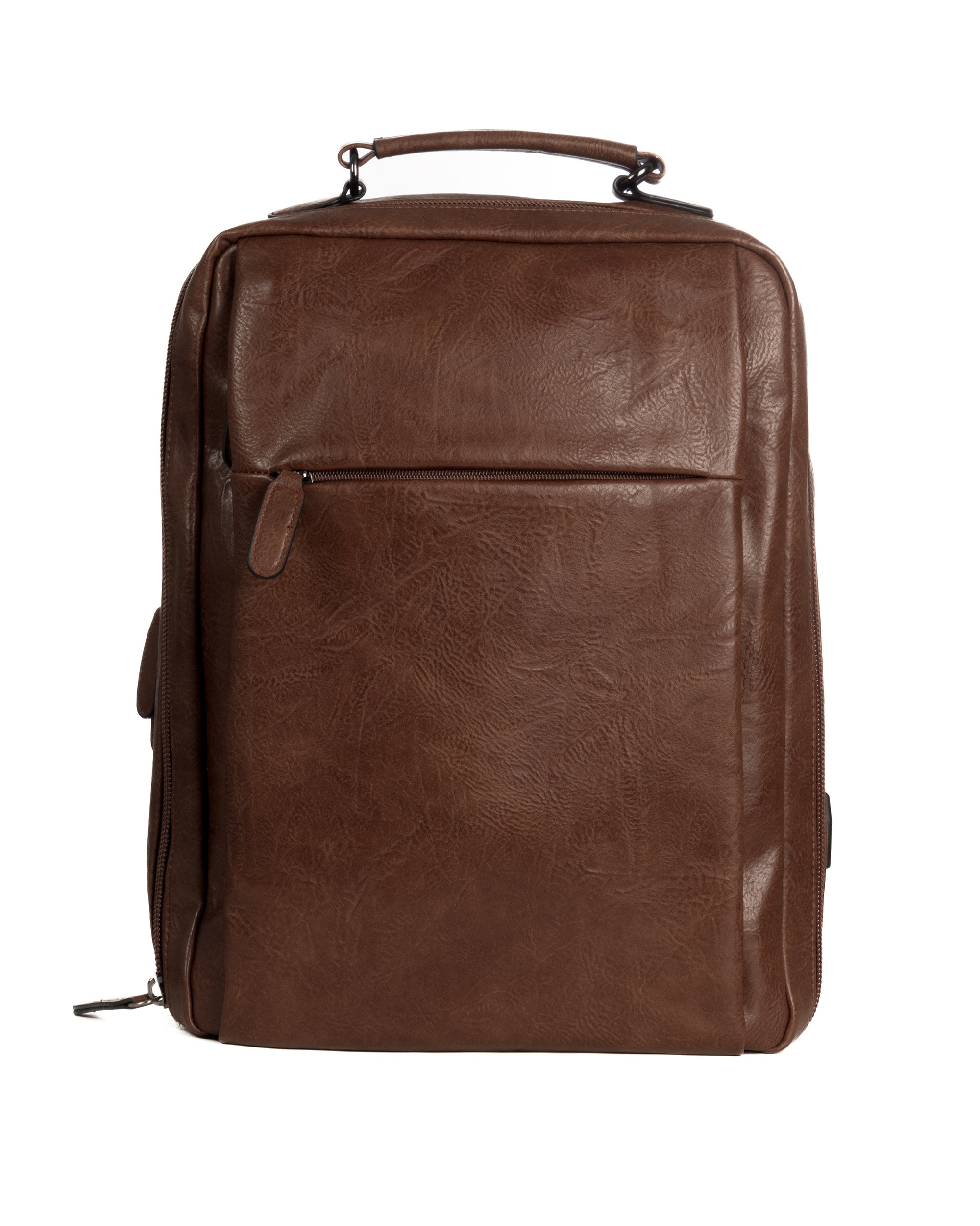 Zaino elegante moderno uomo unisex business travel ecopelle marrone GIOSAL-ZU1143A