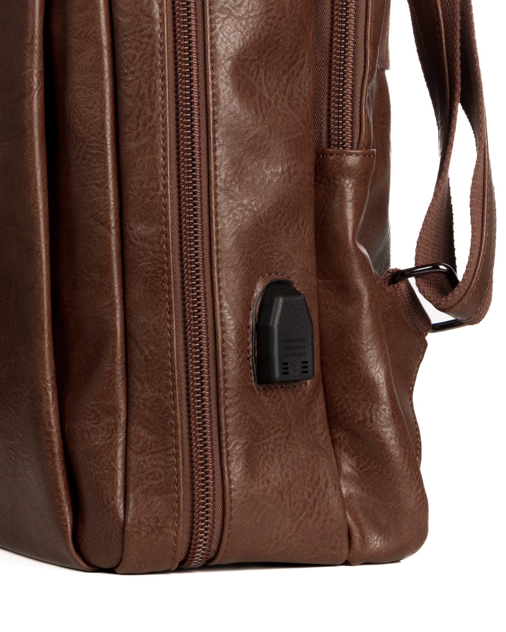 Zaino elegante moderno uomo unisex business travel ecopelle marrone GIOSAL-ZU1143A