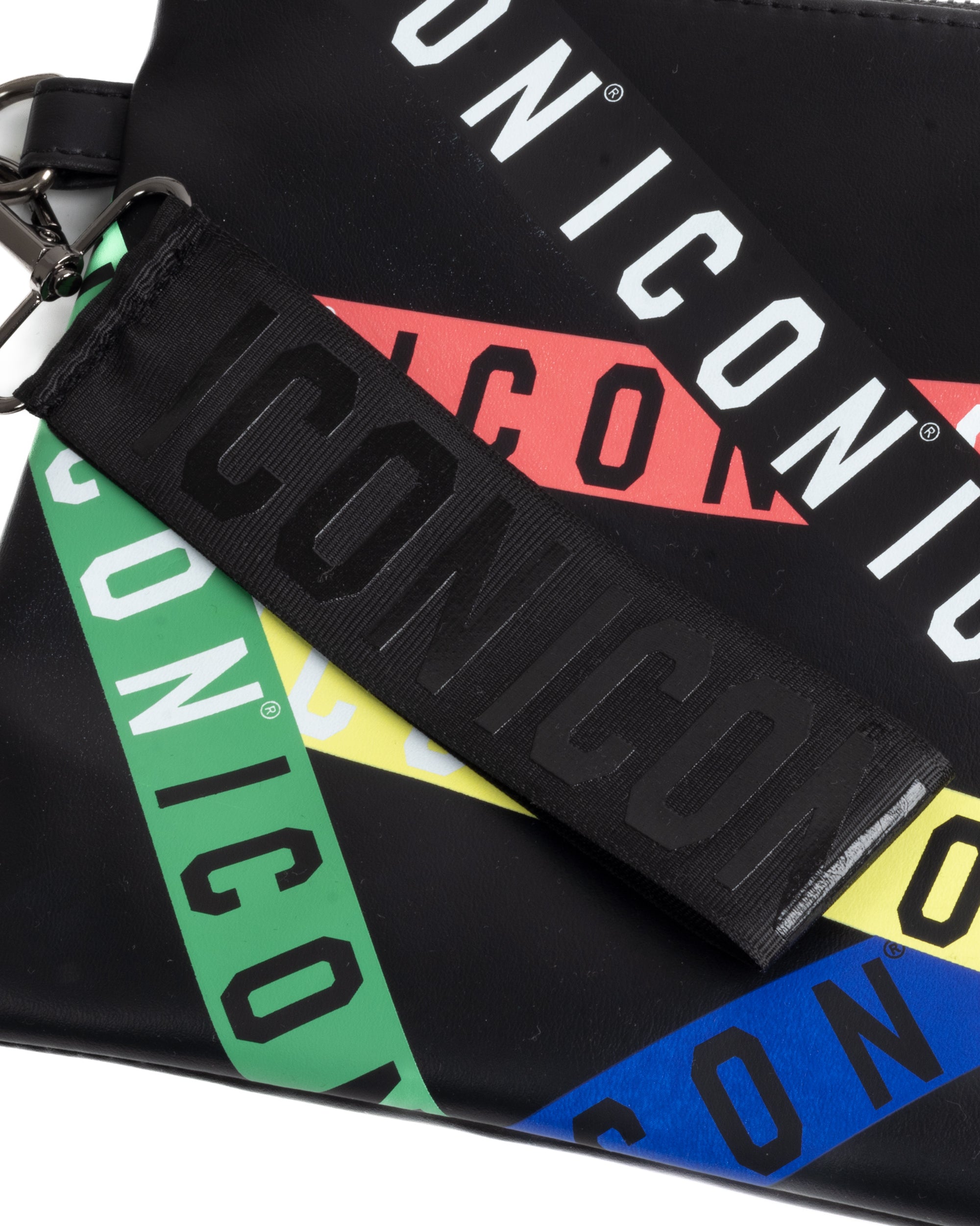 Borsa borsello borsetta pochette a mano unisex logata multigrafica nero ICON INZ013