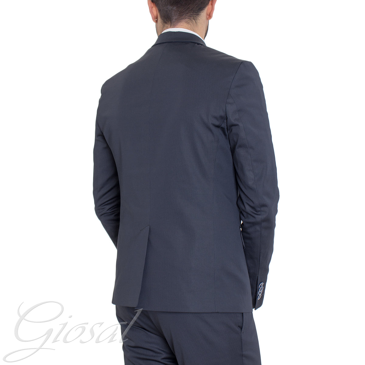 Abito Uomo Vestito Monopetto Completo Giacca Pantaloni Blu Rigato Elegante Cerimonia GIOSAL-AE1010A