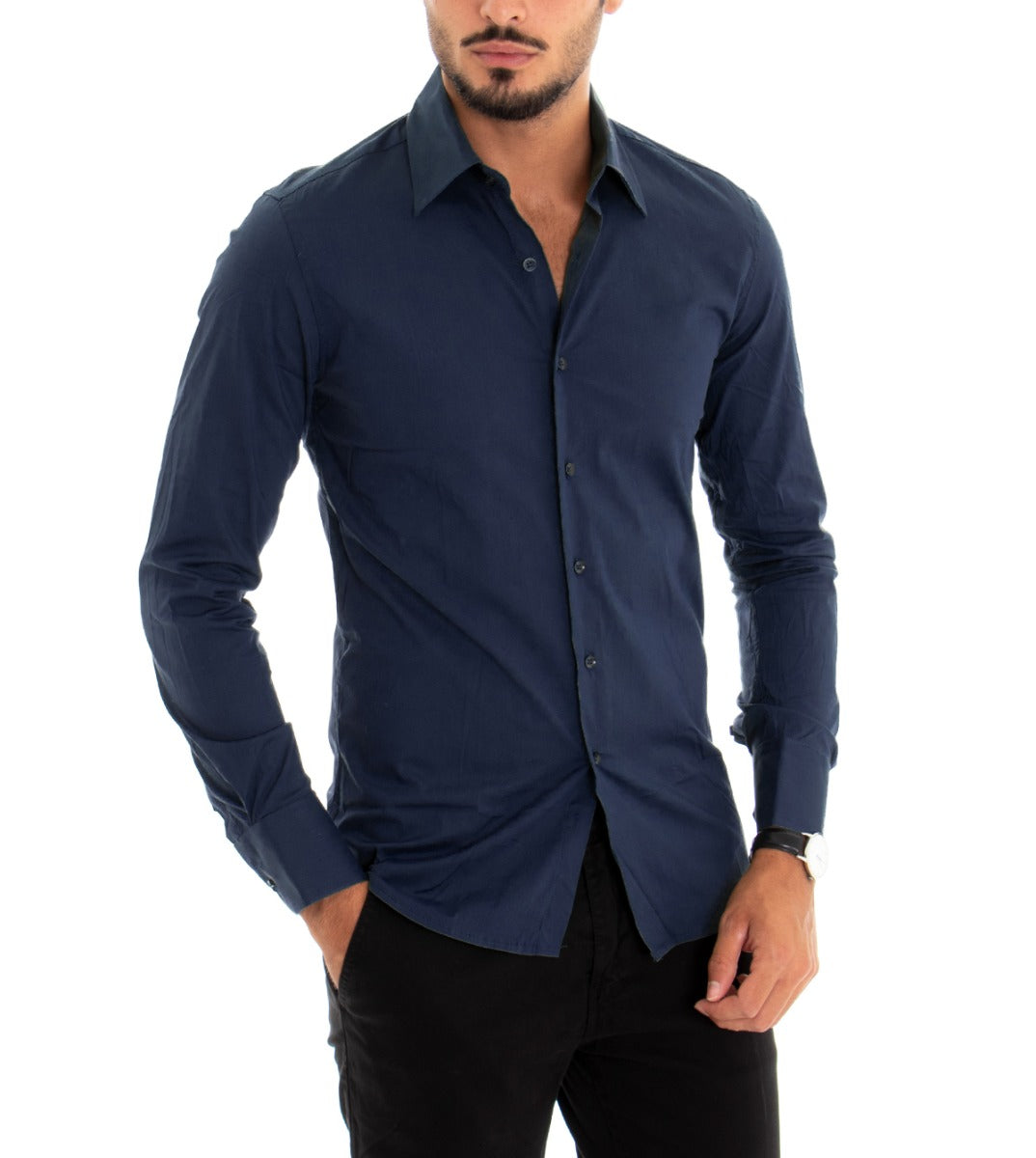 Profondo Rosso 4k Camicia Uomo Classica Premium A Maniche Lunghe - Resistente Alle Rughe, Cotone E Poliestere, Per Lavoro E Occasioni Jeans Slim FIT - Foto 7
