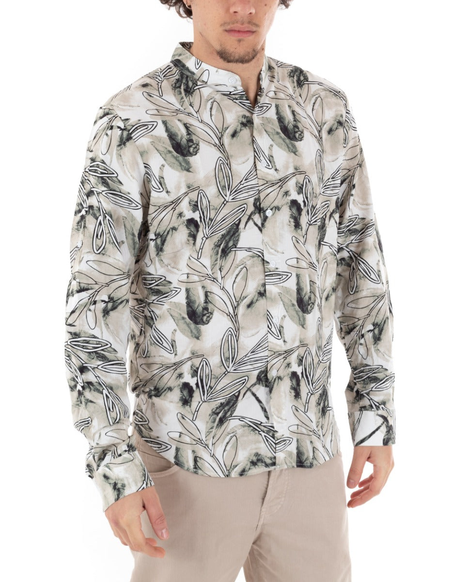 Camicia Uomo Collo Coreano Manica Lunga Viscosa Morbida Multicolore GIOSAL-C2307A