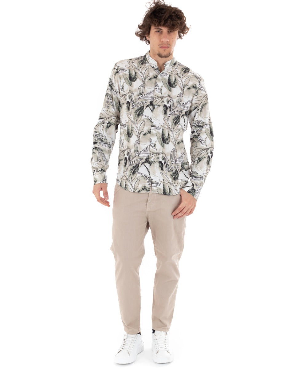 Camicia Uomo Collo Coreano Manica Lunga Viscosa Morbida Multicolore GIOSAL-C2307A