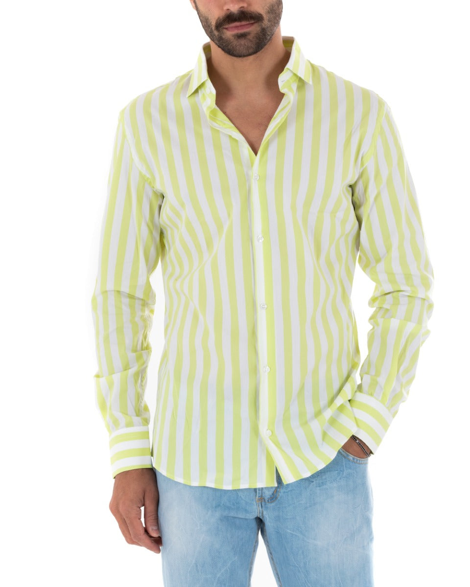 Camicia Uomo in Lino e cotone Trama rigata - BEIGE main image 1