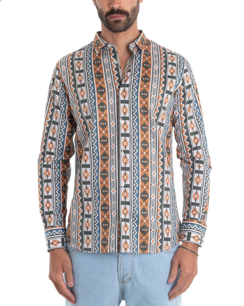 Camicia Uomo Con Colletto Manica Lunga Regular Fit Multicolore GIOSAL-C2431A