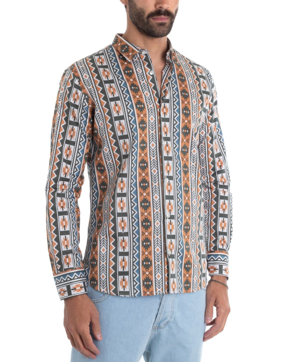 Camicia Uomo Con Colletto Manica Lunga Regular Fit Multicolore GIOSAL-C2431A