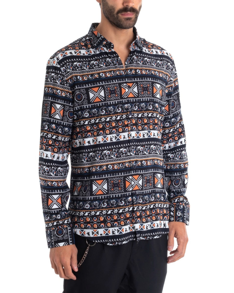 Camicia Uomo Con Colletto Manica Lunga Regular Fit Viscosa Morbida GIOSAL-C2437A