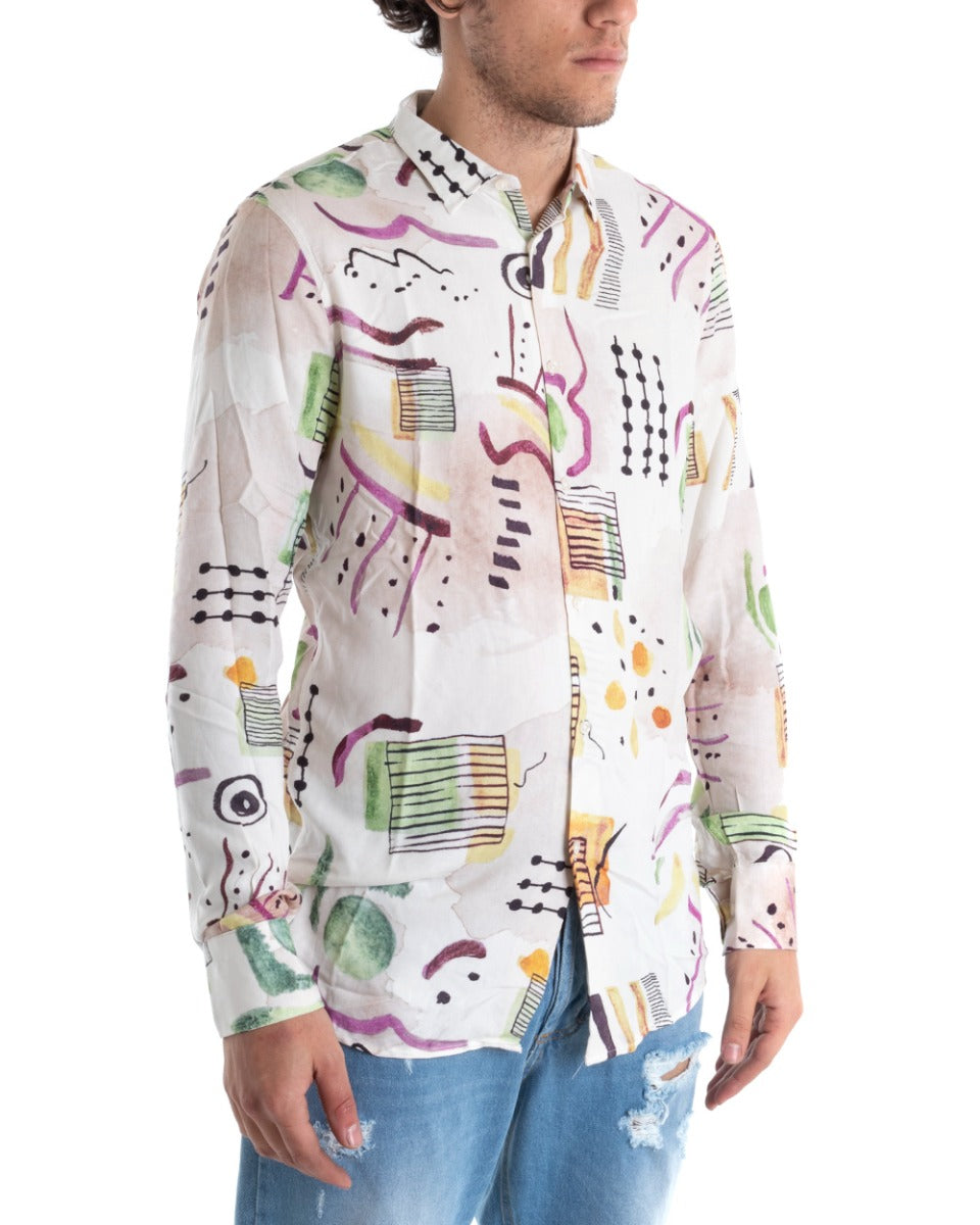 Camicia Uomo Con Colletto Manica Lunga Viscosa Morbida Comoda GIOSAL-C2444A