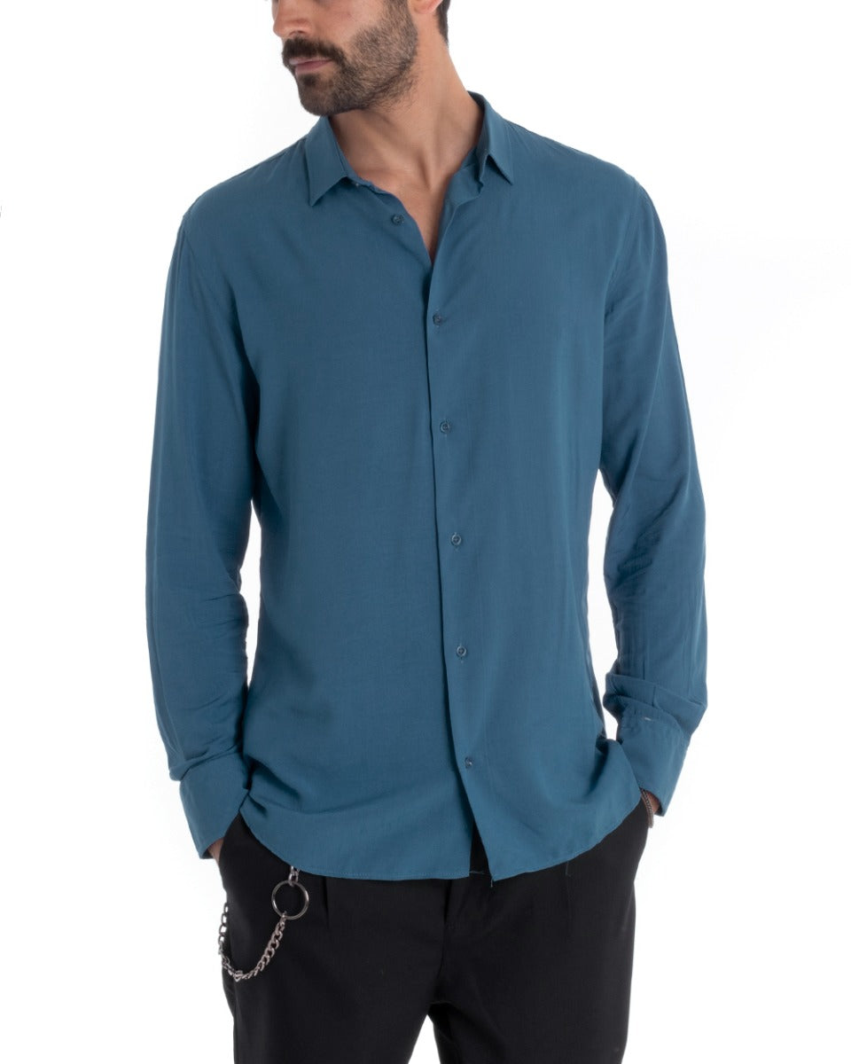 Camicia Uomo Sartoriale Con Colletto Manica Lunga Basic Viscosa Morbida Avio GIOSAL-C2747A