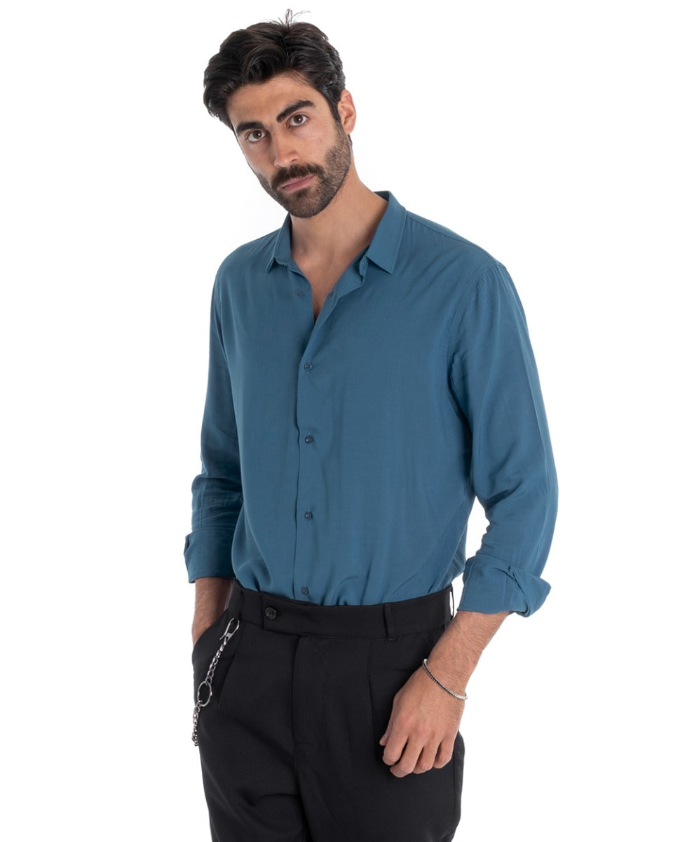 Camicia Uomo Sartoriale Con Colletto Manica Lunga Basic Viscosa Morbida Avio GIOSAL-C2747A