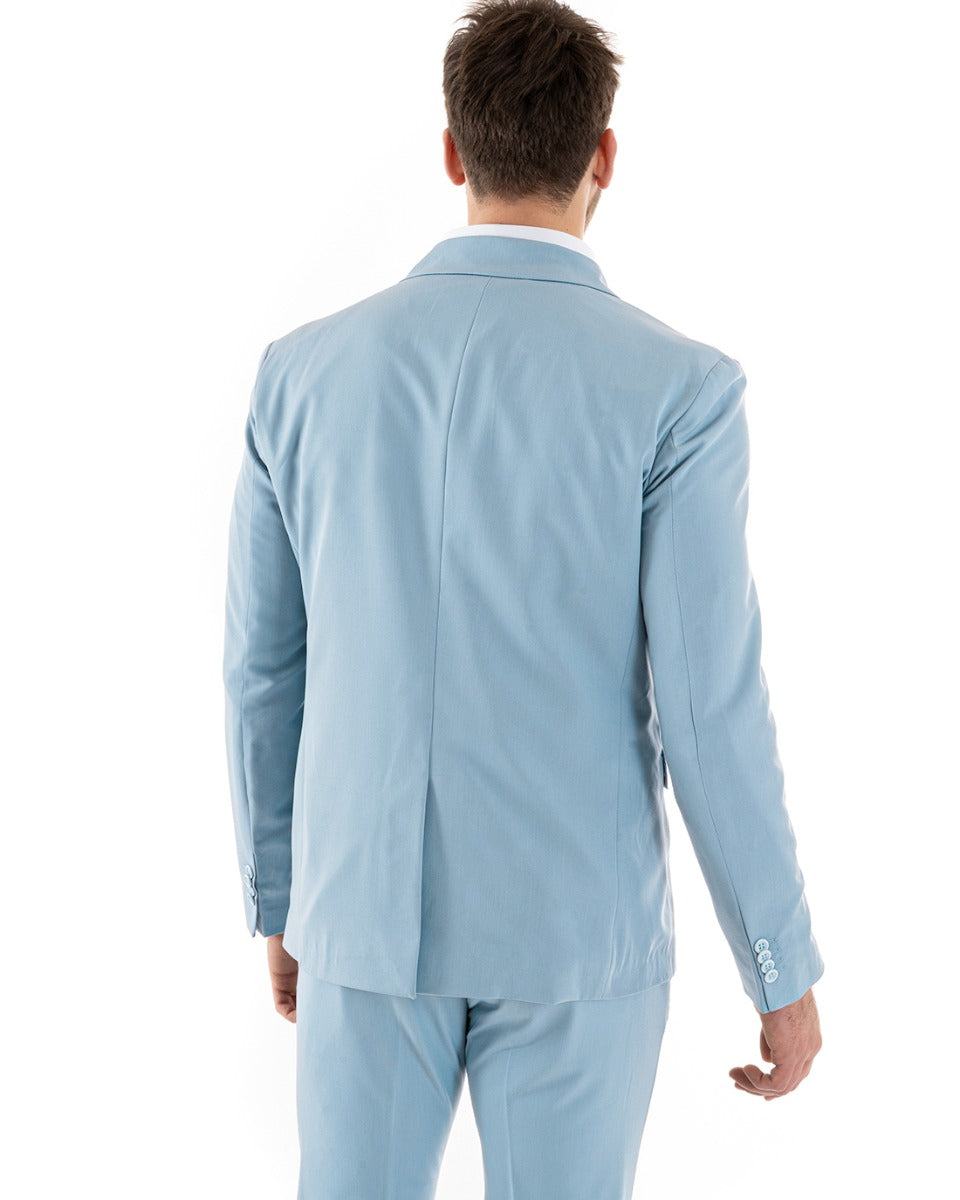 Abito Uomo Doppiopetto Completo Viscosa Sartoriale Giacca Pantaloni Tinta Unita Polvere Elegante Casual GIOSAL-OU2244A