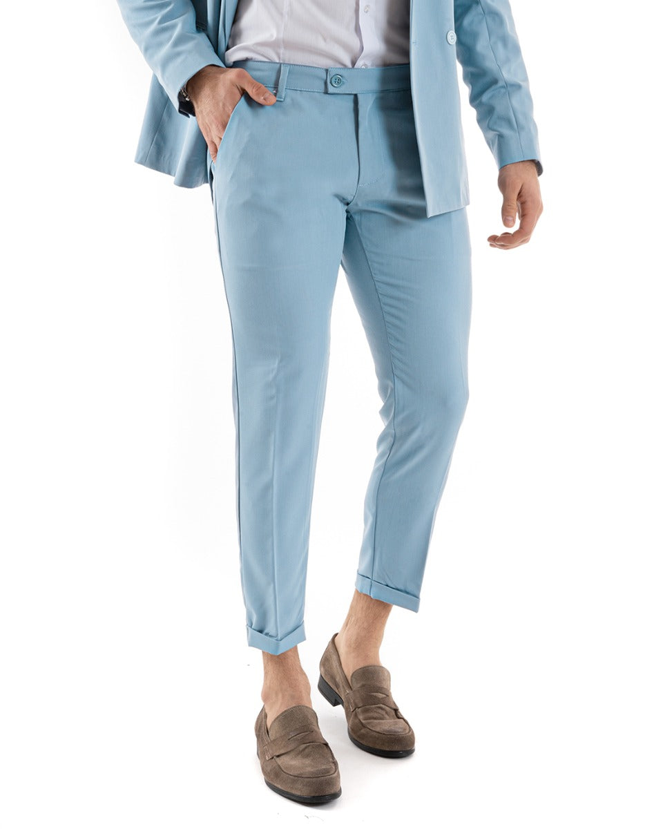Abito Uomo Doppiopetto Completo Viscosa Sartoriale Giacca Pantaloni Tinta Unita Polvere Elegante Casual GIOSAL-OU2244A