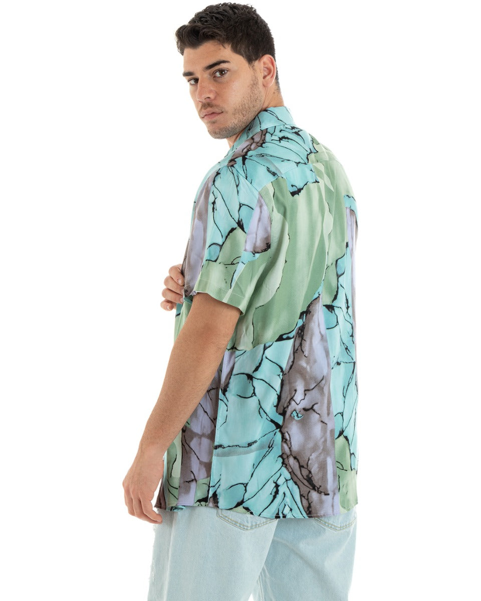 Camicia Maniche Corte Uomo Colletto Fantasia Tie Dye Multicolore GIOSAL-CC1184A