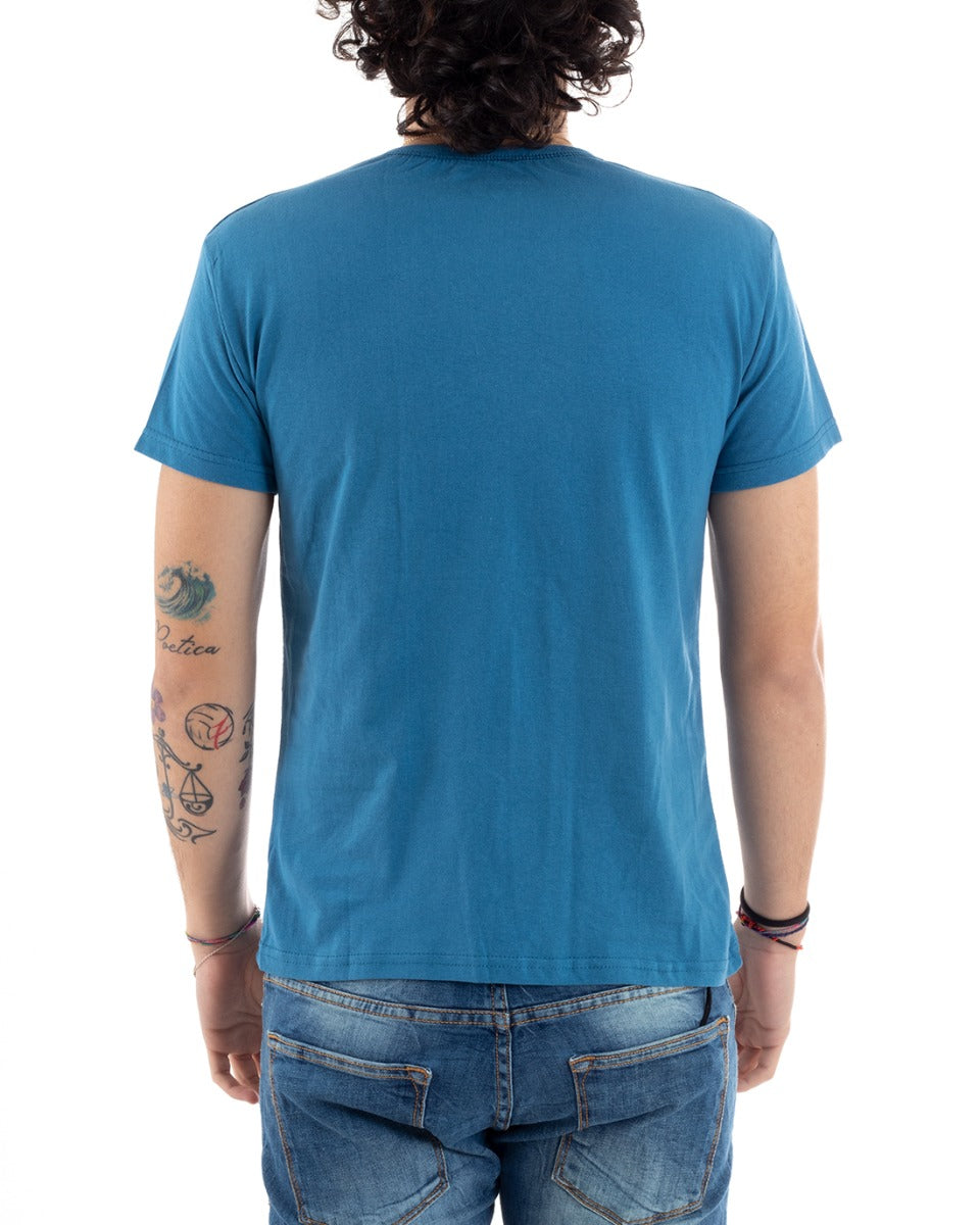T-Shirt Uomo Mezza Manica Stampa New York Dollari Girocollo Blu GIOSAL-TS2822A