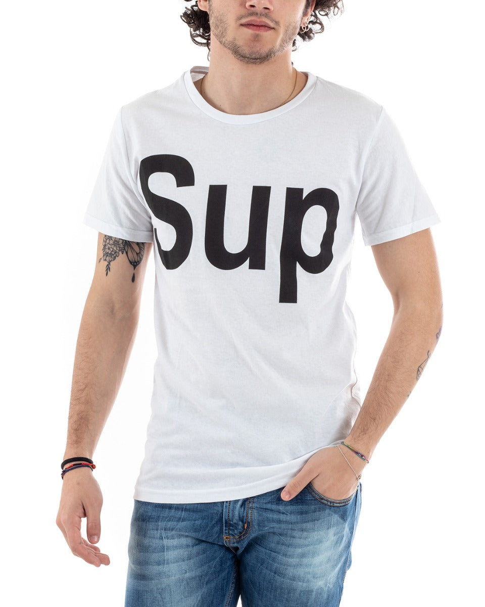 T-Shirt Uomo Stampa Still Alive Girocollo Manica Corta Sup Due Colori Bianca Nera Casual GIOSAL-TS1727A