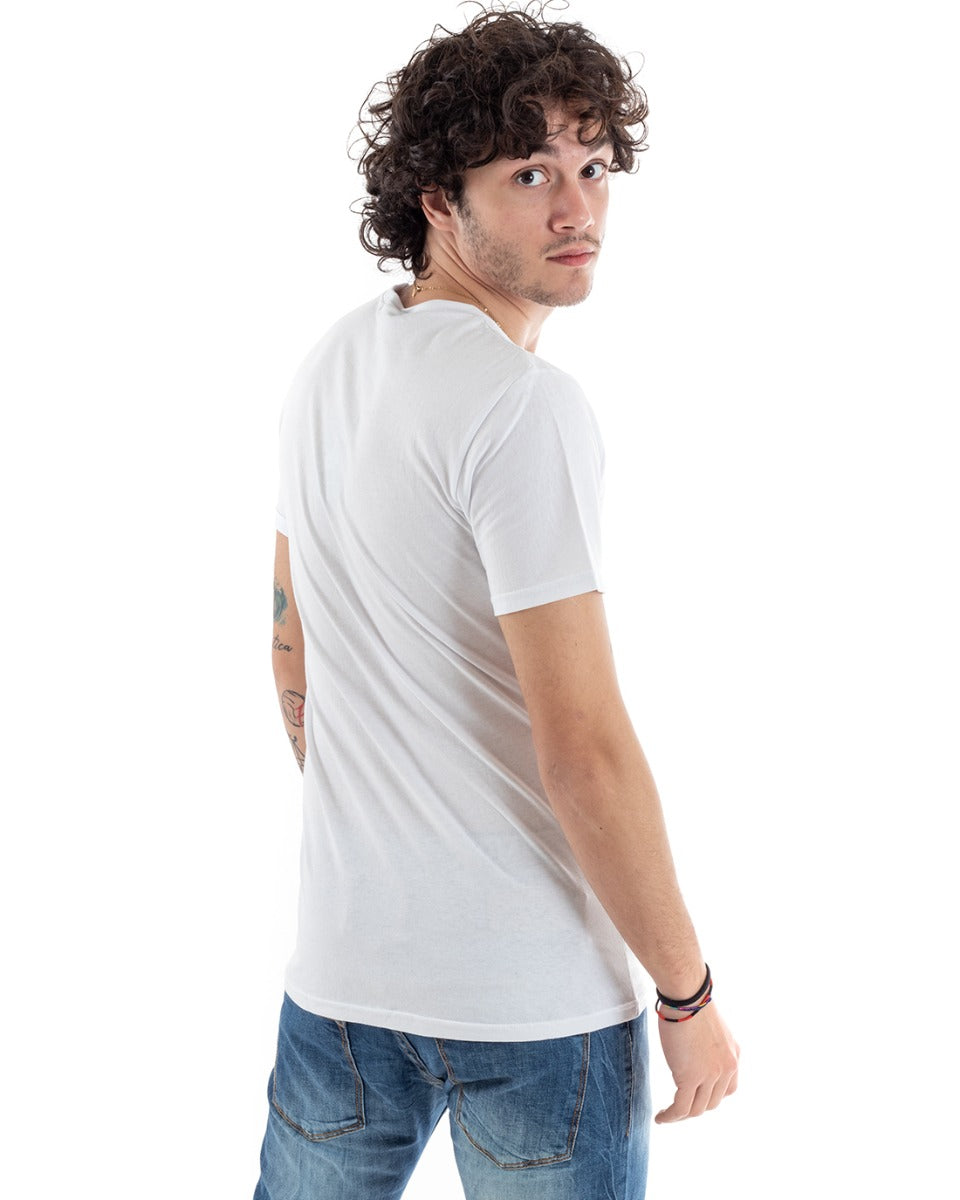 T-Shirt Uomo Stampa Best Couture Girocollo Manica Corta Due Colori Arancio Bianco Scritta GIOSAL