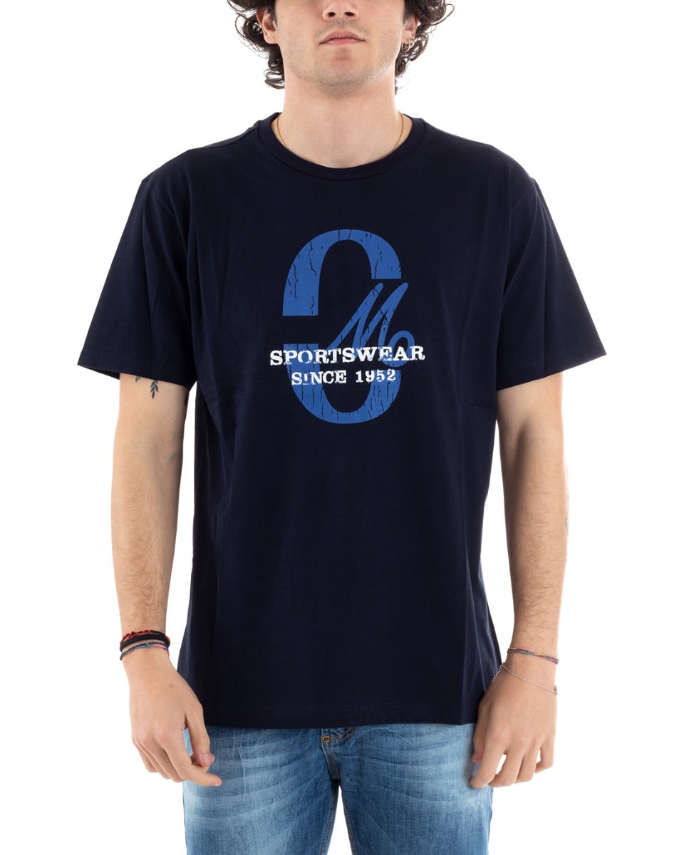 T-Shirt Uomo Coveri Stampa Blu Manica Corta Cotone Comfort GIOSAL-TS2846A