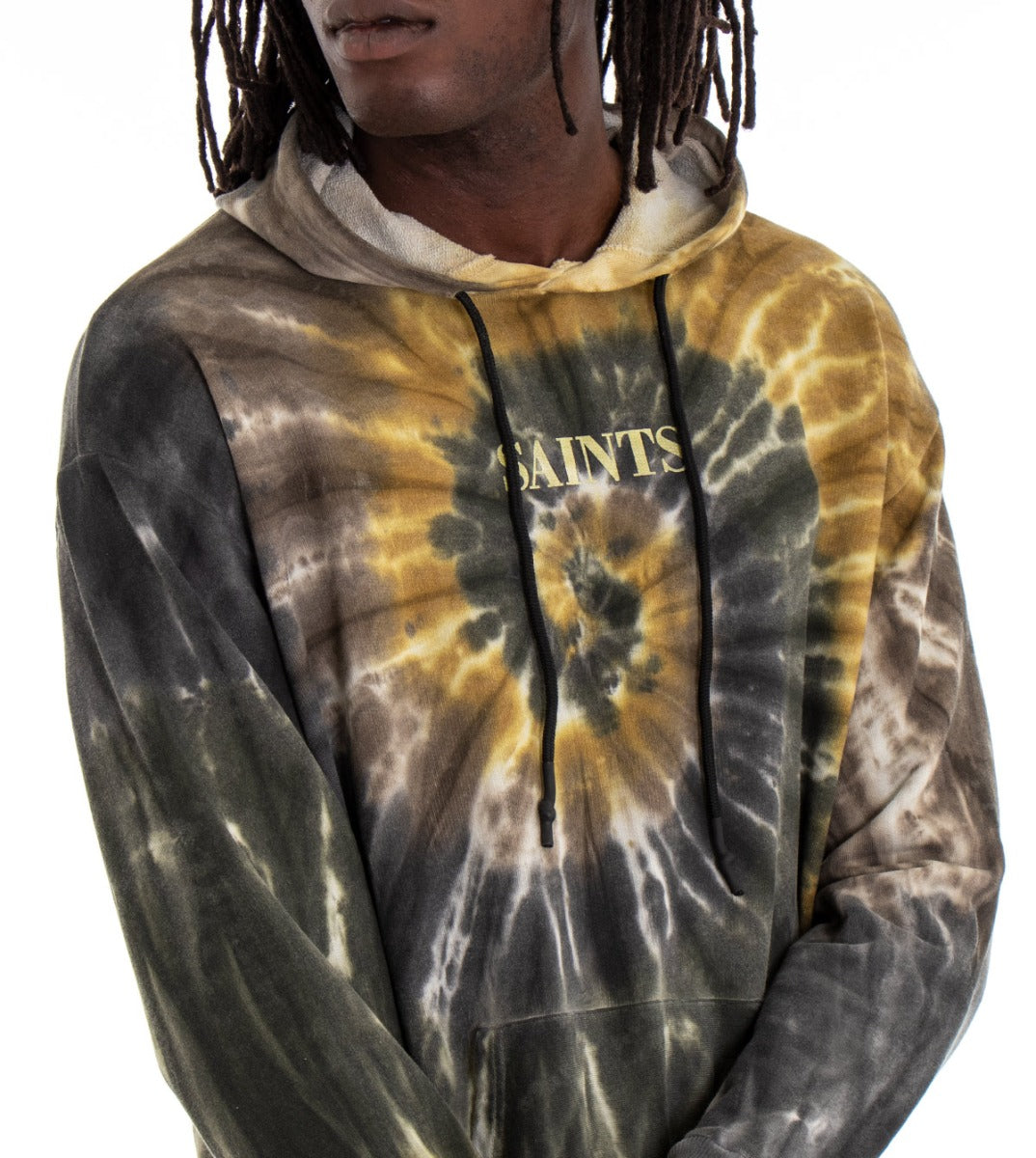 Felpa Con Cappuccio Uomo Multicolore Maglia Tie Dye Comoda Relaxed Fit GIOSAL-F2667A