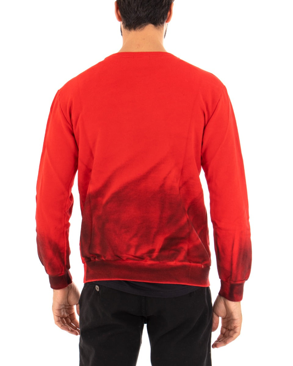 Felpa Uomo Girocollo Rosso Maglia Con Stampa Croce Tie Dye GIOSAL-F2901A