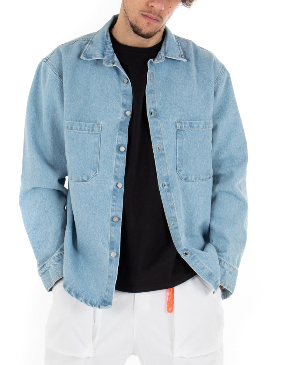 Giubbotto Uomo Giacca Jeans Con Colletto Denim Oversize GIOSAL-G2545A