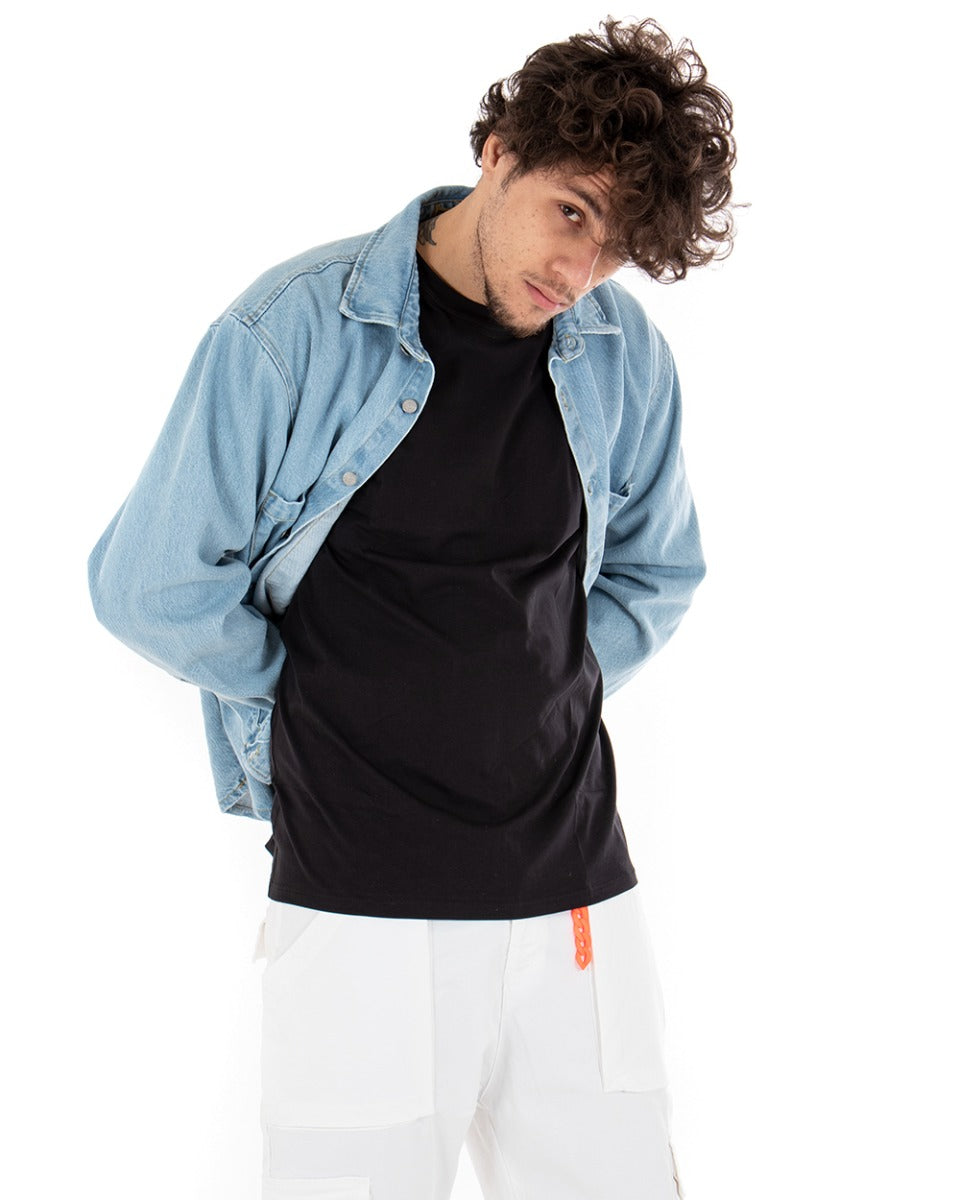 Giubbotto Uomo Giacca Jeans Con Colletto Denim Oversize GIOSAL-G2545A