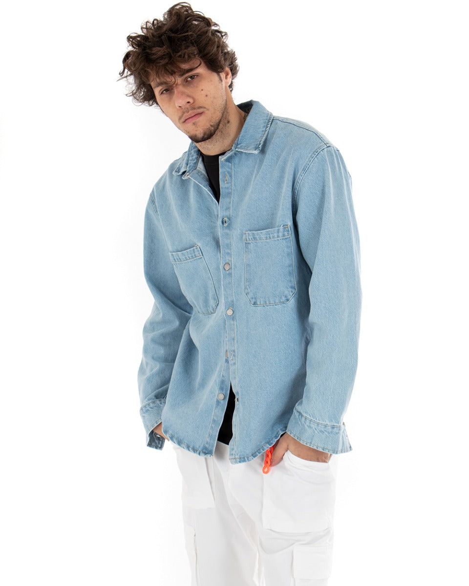 Giubbotto Uomo Giacca Jeans Con Colletto Denim Oversize GIOSAL-G2545A