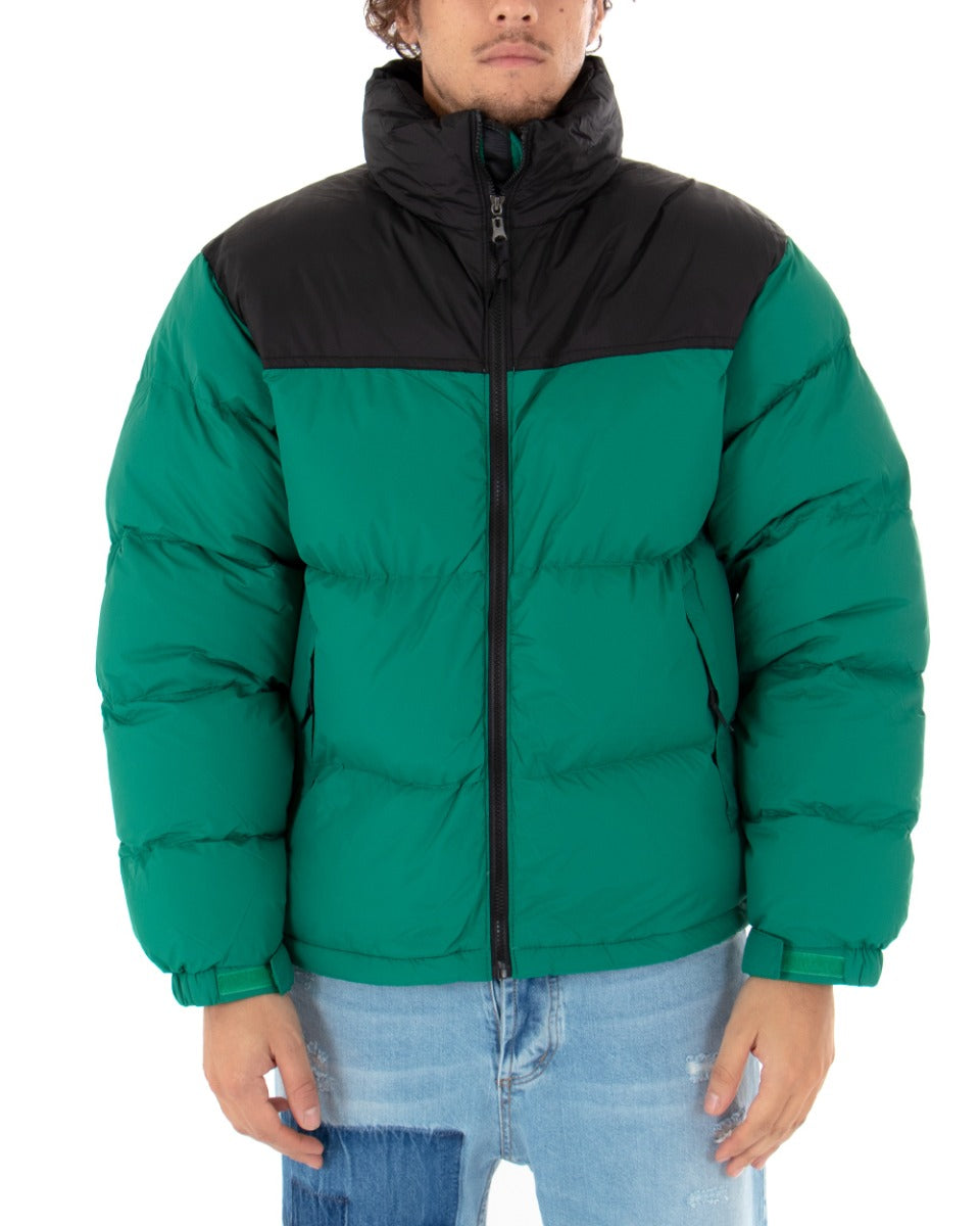 Giubbotto Uomo Imbottito Bomber Caldo Con Collo Puffer Bicolore Verde Nero Casual GIOSAL-G2627A