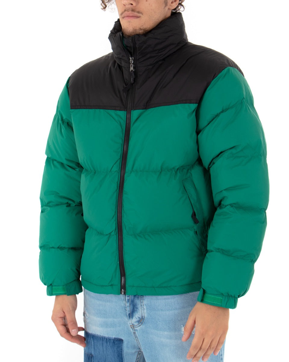 Giubbotto Uomo Imbottito Bomber Caldo Con Collo Puffer Bicolore Verde Nero Casual GIOSAL-G2627A