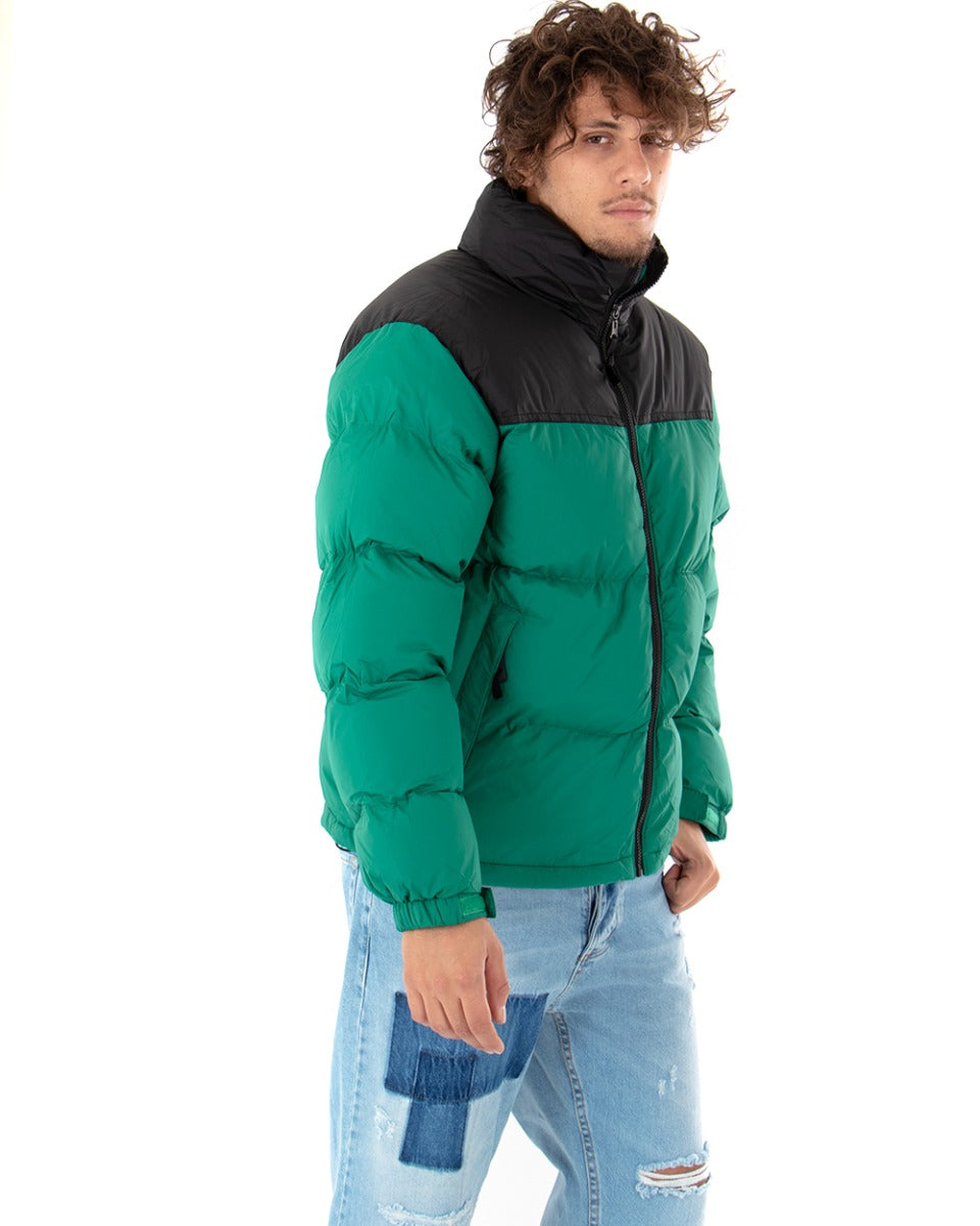 Giubbotto Uomo Imbottito Bomber Caldo Con Collo Puffer Bicolore Verde Nero Casual GIOSAL-G2627A