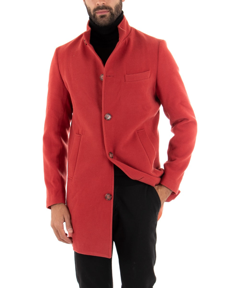 Cappotto Monopetto Uomo Giacca Collo Coreano Giaccone Lungo Rosso Baronetto Elegante GIOSAL-G2699A