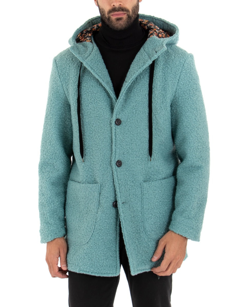 Cappotto Monopetto Uomo Giacca Giaccone Con Cappuccio Pelliccia Teddy Avio Baronetto Elegante GIOSAL-G2712A
