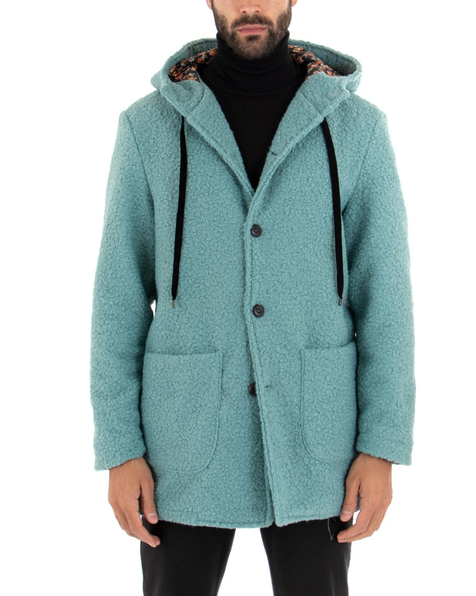 Cappotto Monopetto Uomo Giacca Giaccone Con Cappuccio Pelliccia Teddy Avio Baronetto Elegante GIOSAL-G2712A