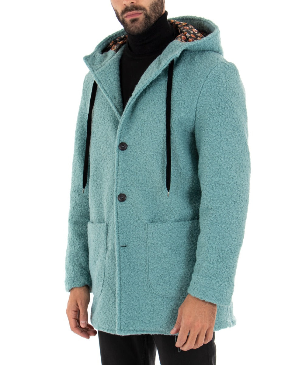 Cappotto Monopetto Uomo Giacca Giaccone Con Cappuccio Pelliccia Teddy Avio Baronetto Elegante GIOSAL-G2712A