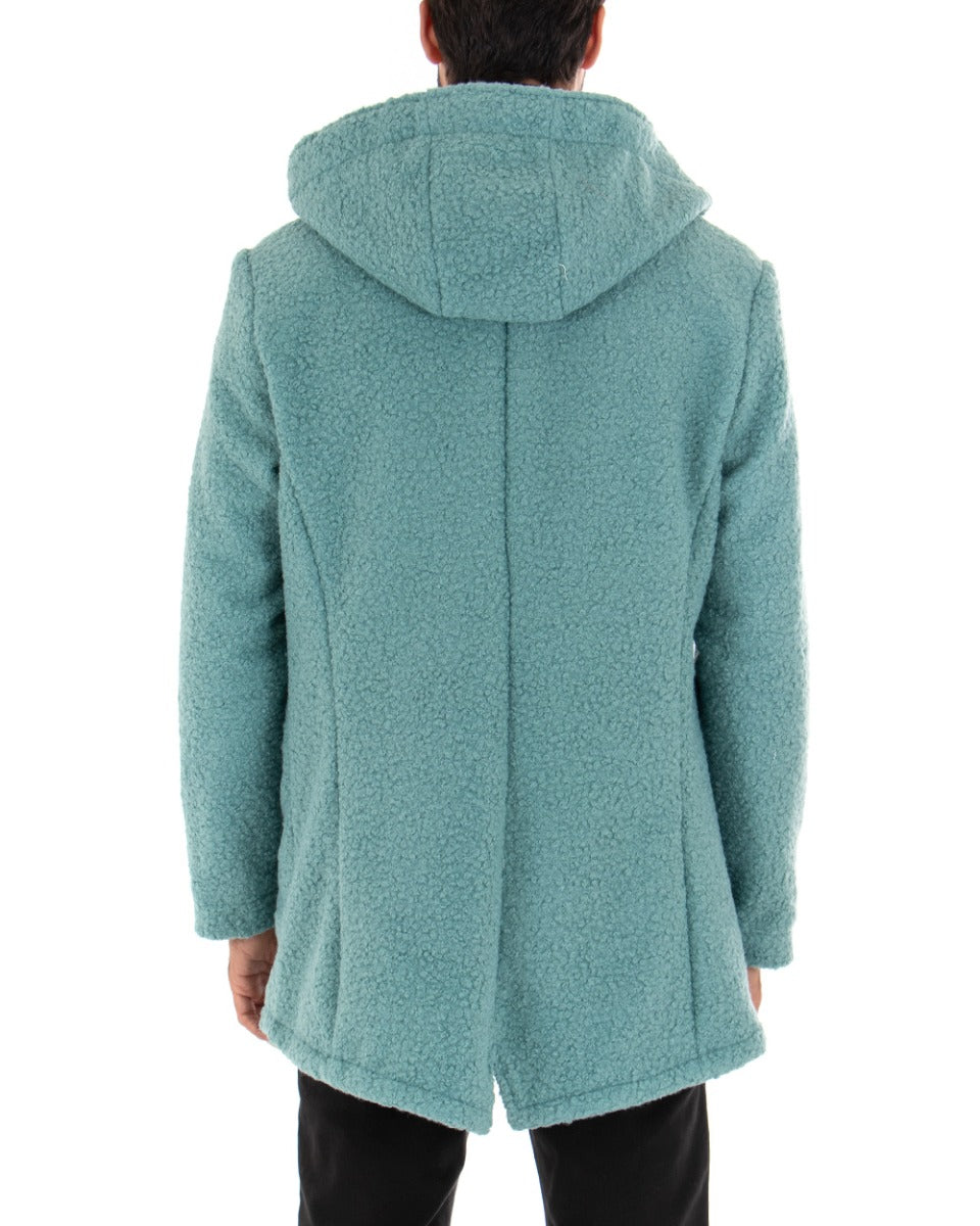 Cappotto Monopetto Uomo Giacca Giaccone Con Cappuccio Pelliccia Teddy Avio Baronetto Elegante GIOSAL-G2712A