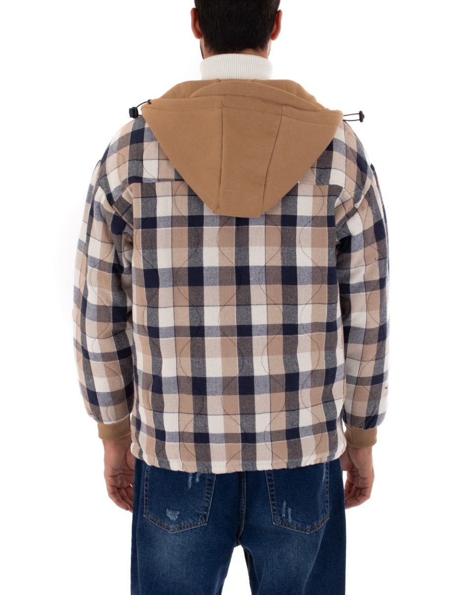 Giubbotto Uomo Giacca Felpa Con Cappuccio Fantasia Scozzese GIOSAL-G2754A