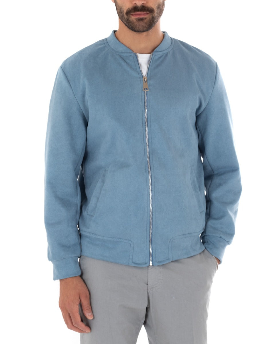 Giubbotto Uomo Bomber Camoscio Tinta Unita Polvere Casual GIOSAL-G2812A