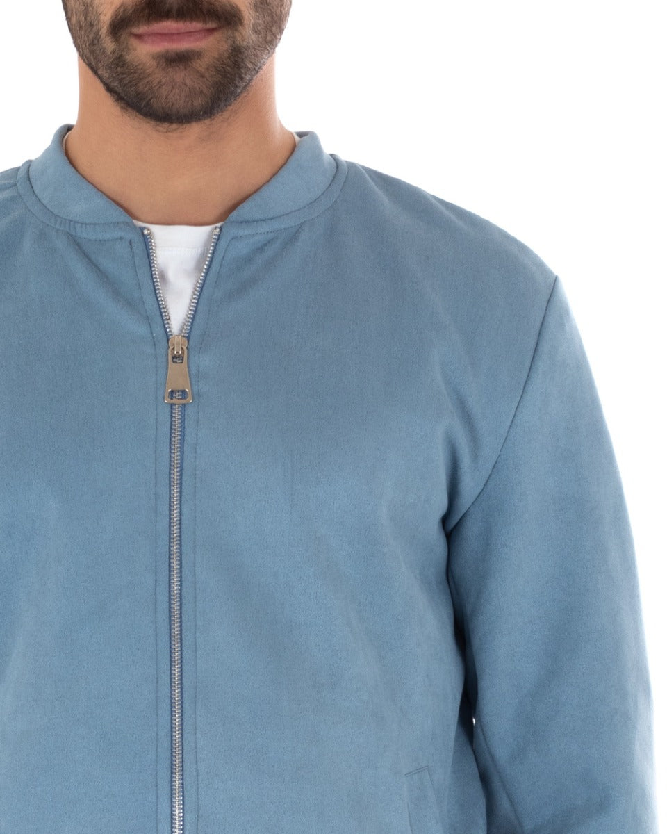 Giubbotto Uomo Bomber Camoscio Tinta Unita Polvere Casual GIOSAL-G2812A