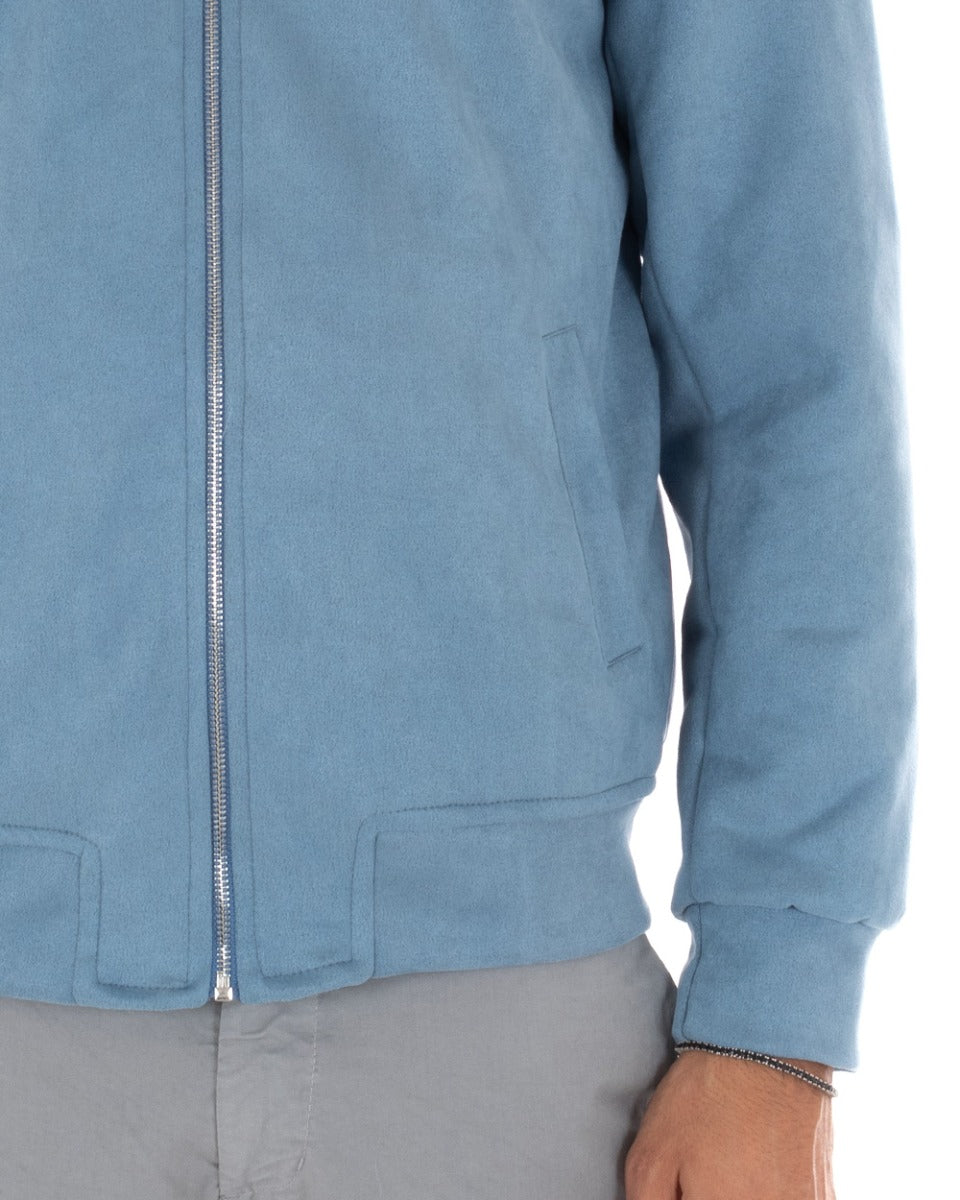 Giubbotto Uomo Bomber Camoscio Tinta Unita Polvere Casual GIOSAL-G2812A